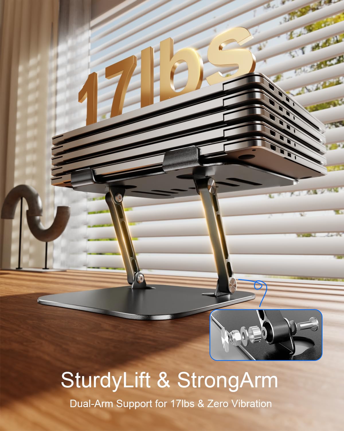 Laptop Stand Adjustable Laptop Stand for Desk Aluminum Laptop Stand Ergonomic Computer Stand Foldable Laptop Riser Portable Laptop Holder Compatible with All MacBook Notebook Laptop 10-17 Inch