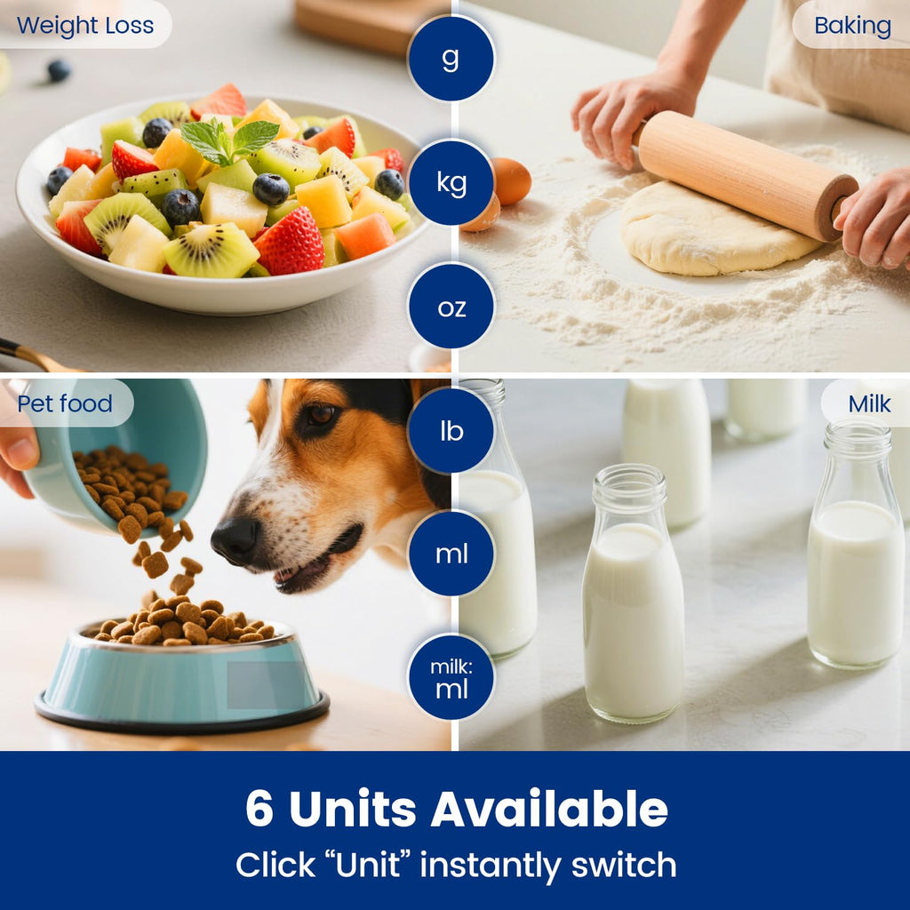 【33 lb & USB Rechargeable】 Digital Kitchen Food Scale Kitchen Scale, Stainless Steel Digital Weight Grams and Oz, Baking and Cooking, 0.1oz/1g Precise, 6 Weight Units (B1)