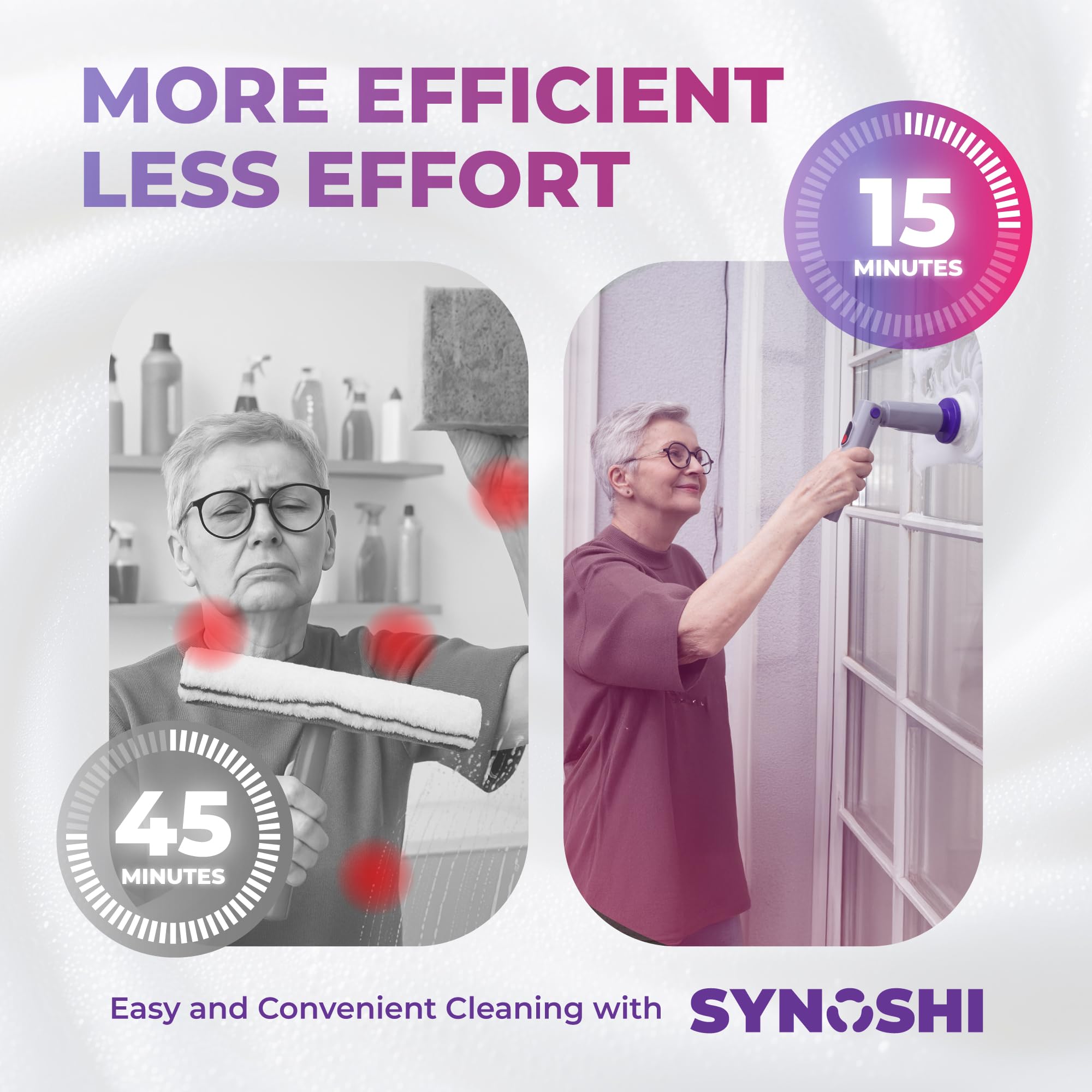 Synoshi PRO Electric Spin Scrubber Magic Melamine Sponge for Bathroom & Shower Cleaning Brush, Kitchen Brush Head For Power Scrubber - Set of 3 Magic Sponges
