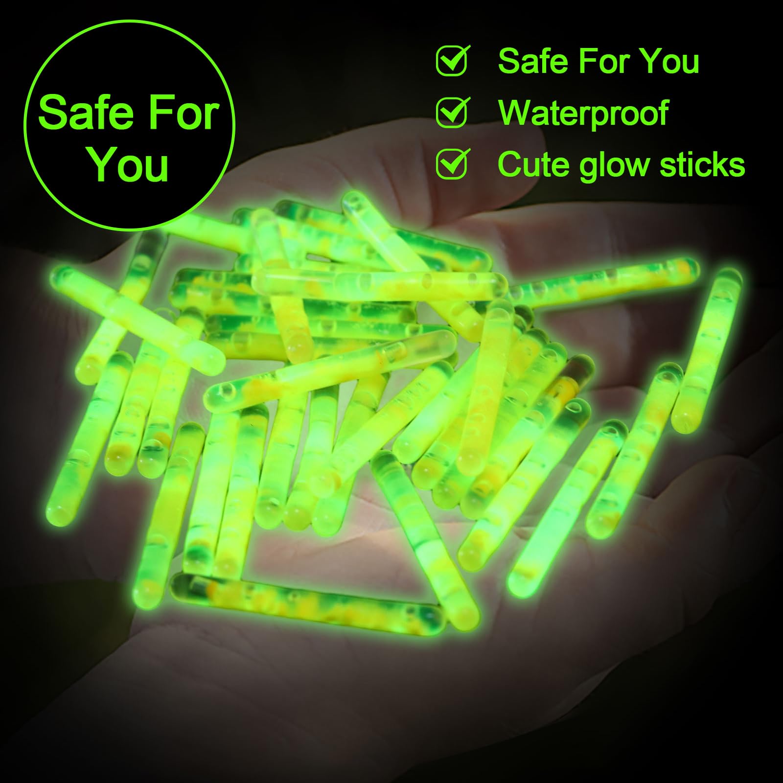 200 Pcs Fishing Glow Sticks Bulk for Bobbers 1.5 Inch Mini Glow Sticks Night Fishing Glow Stick Rod Tip Glow Sticks Underwater Light Stick for Rave Easter Halloween Christmas New Year Party Decor