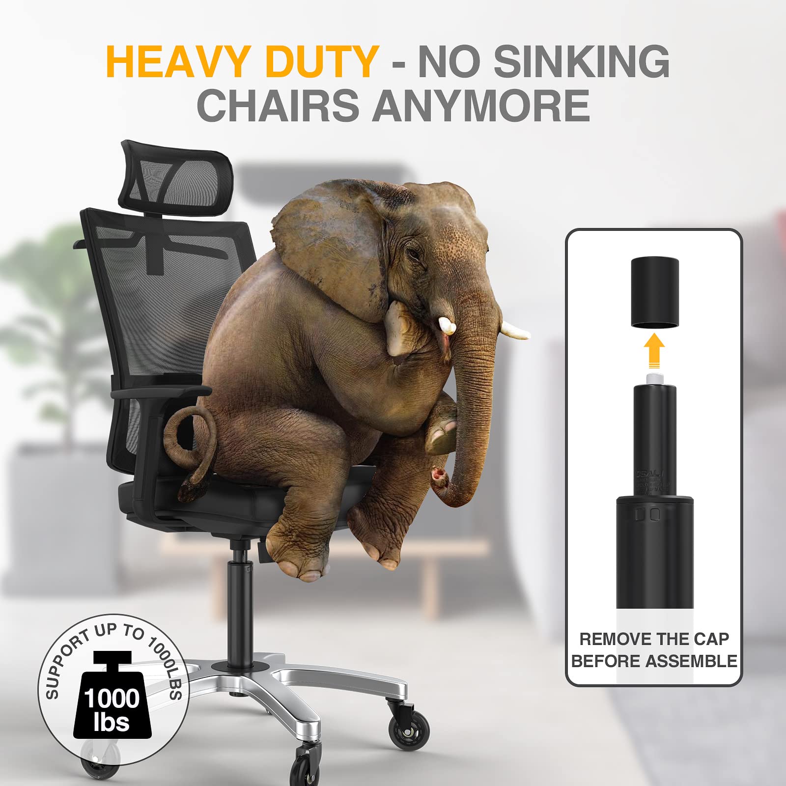 Office Chair Cylinder Replacement,Heavy-Duty Gas Lift Cylinder Fits Most Chairs,Highest End Class 4 Hydraulic Pneumatic Piston, Universal Size