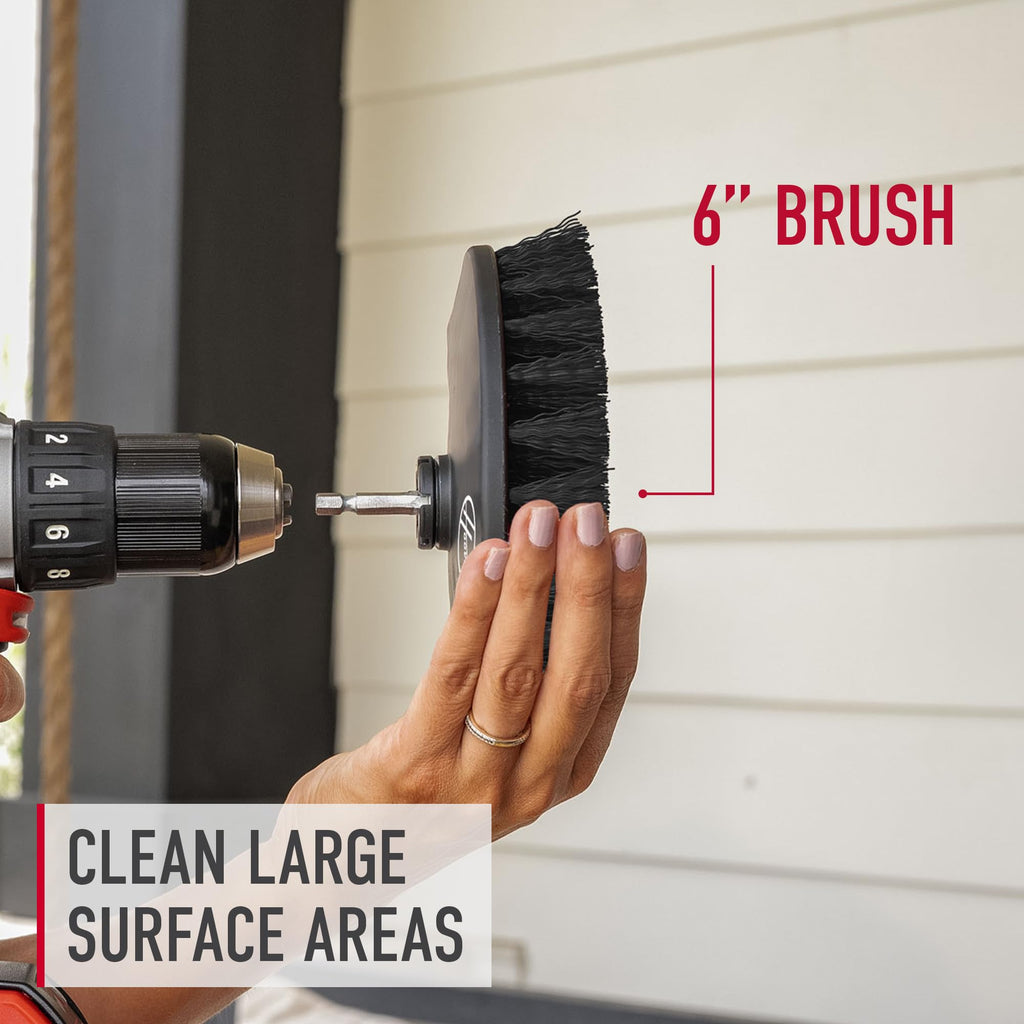 Hoover 6" Hard Bristle Cleaning Brush, for Heavy-Duty Whole-Home Cleaning, Compatible with ONEPWR Scrubber, AH86300, Black