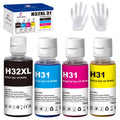 JoyPrinting 31 Ink Bottle Set 32XL Black Ink Bottle Compatible with HP 31 32XL Ink Bottle Set Work for HP Smart Tank 6001 7301 7602 7001 5000 5101 5102 5103 651 551 455 457 450 (4 Pack)