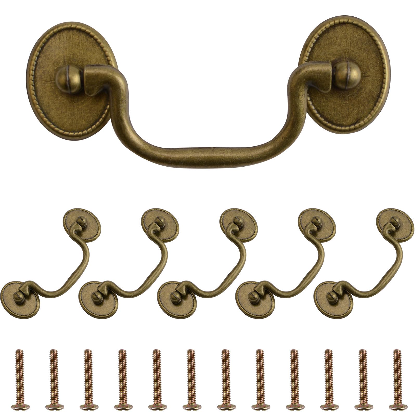 INCREWAY Drop Bail Handle Pulls, 6PCS Antique Drawer Pulls Handles Furniture Door Pull Cabinet Pull Handles Hardware for Kitchen Cabinet Dresser
