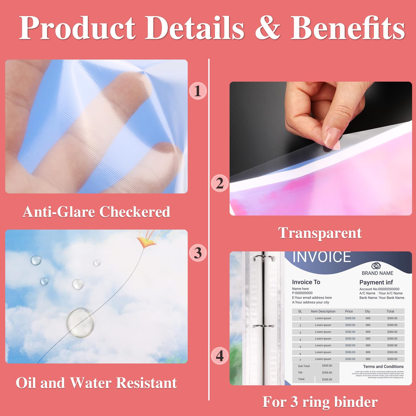 200 Pack Sheet Protectors 8.5 x 11 inch Clear Page Protectors for 3 Ring Binder Non-Glare, Plastic Sleeves for Papers, Document