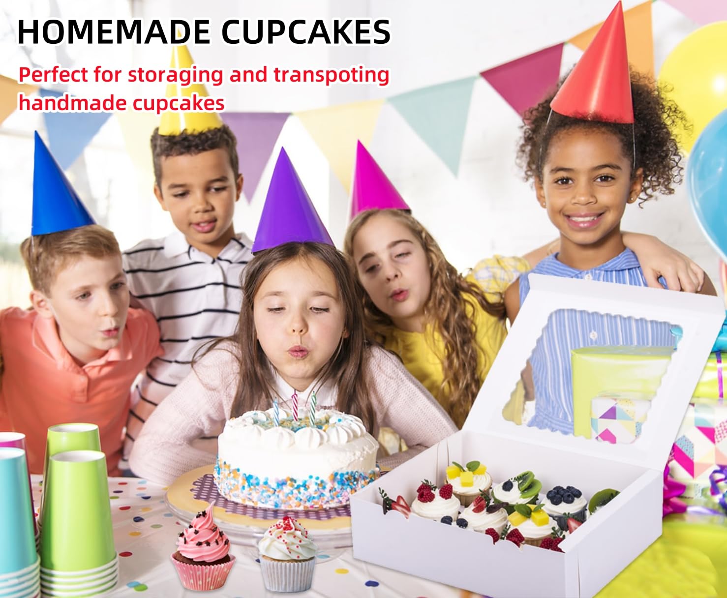 LONGTEAM 30-Set Cupcake Boxes Hold 12 Standard Cupcakes, Food Grade Cupcake Holders Bakery Carrier Boxes with Windows and Inserts for Cupcakes, Muffins and Pastries (White-30 Pack)
