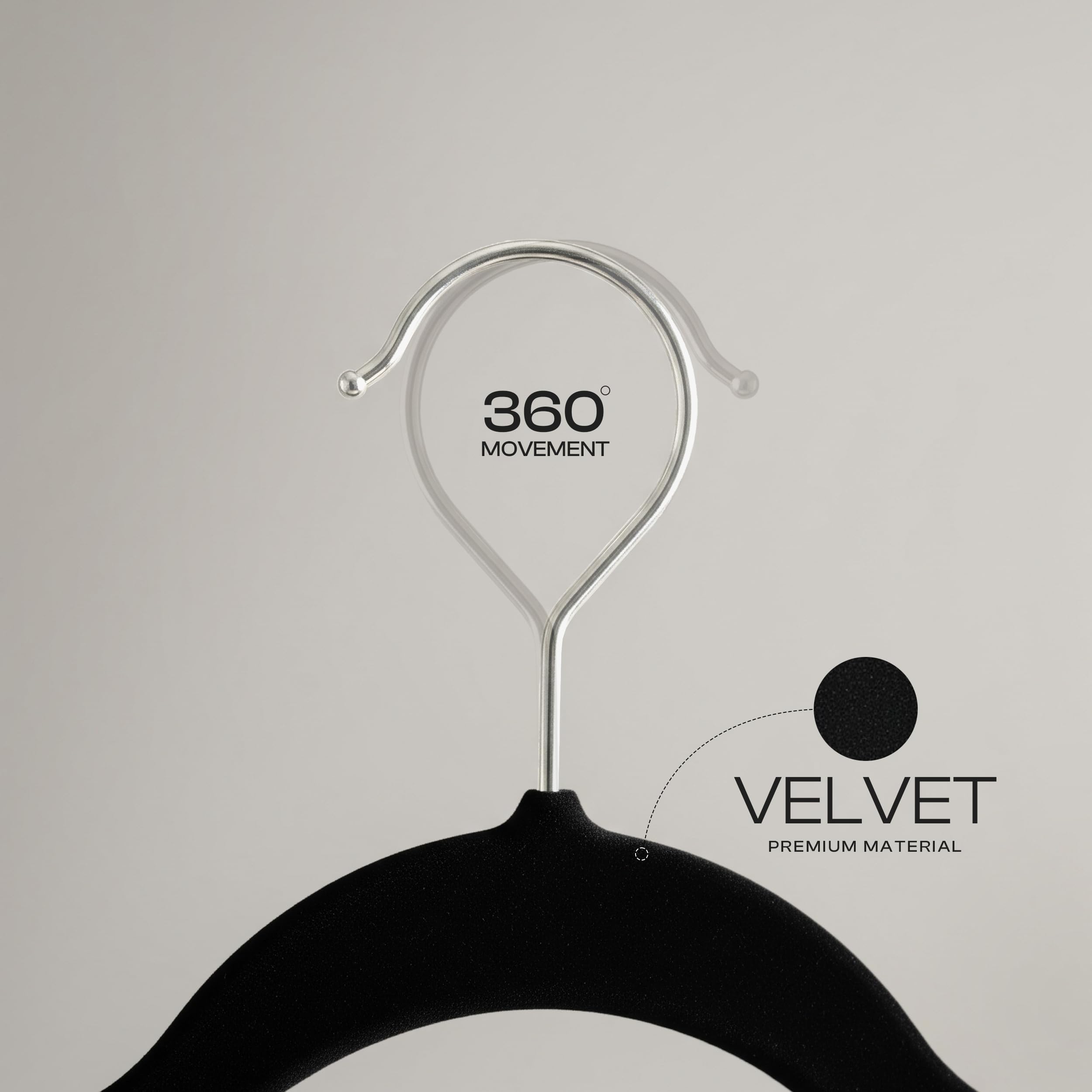 Utopia Home Velvet Hangers 30 Pack, Heavy Duty, Non-Slip, Space Saving Felt Clothes Hangers with 360° Hook & Notches (Black)