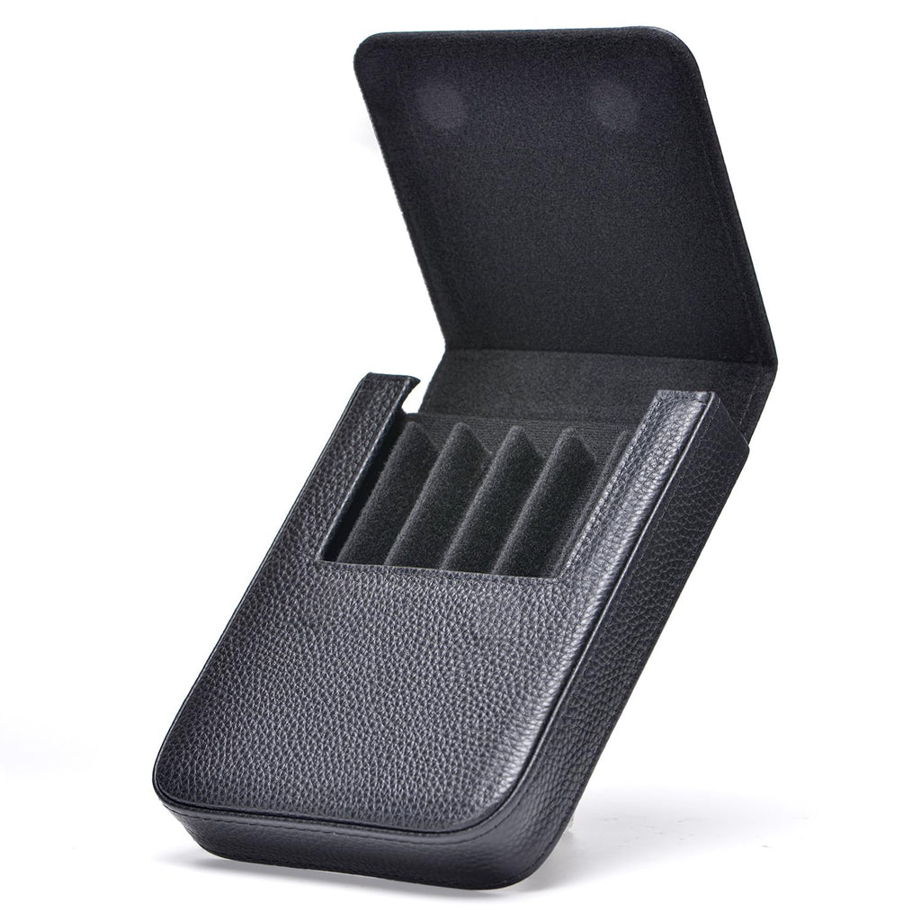 Lanxivi Fountain Pen Cover Genuine Leather Organizer Portable Pen Pouch Drawer Style, Black-6 Slots, 6 Slot, 6 Slots