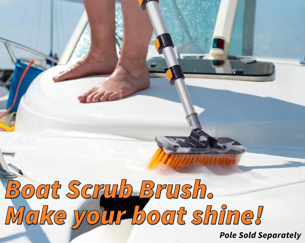 EXTEND-A-REACH Medium Bristle Deck Scrub Brush - Composite Deck & Vinyl Siding Brush // Boat, Roof & Exterior Cleaning Brush (Pole Sold Separately)