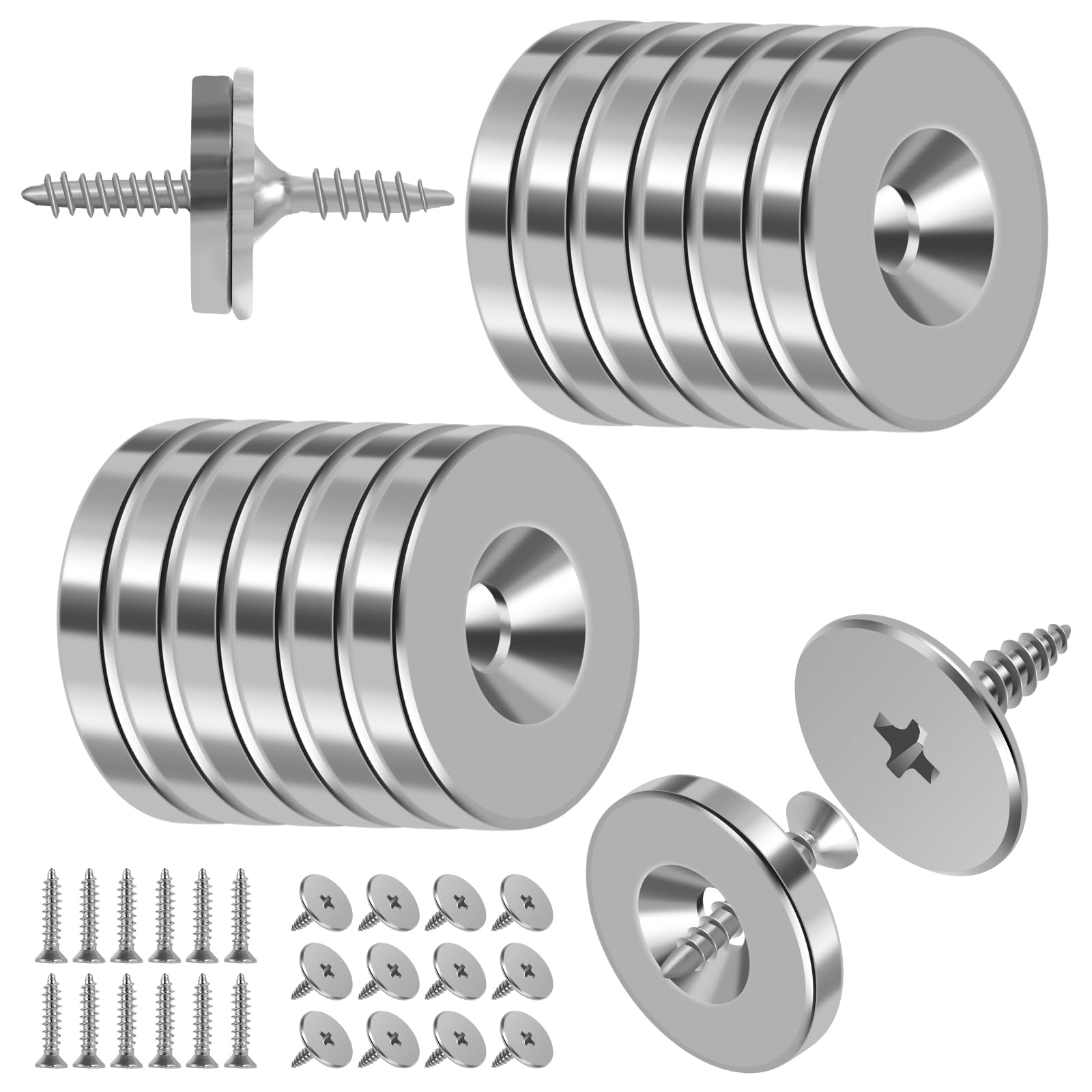 12Pcs Magnetic Door Catch, Metal Ultra Thin Cabinet Magnets Door Closure, Concealed Drawer Closet Door Catch Closer, Hidden Magnetic Door Latch, Furniture Door Magnet Closing Catch