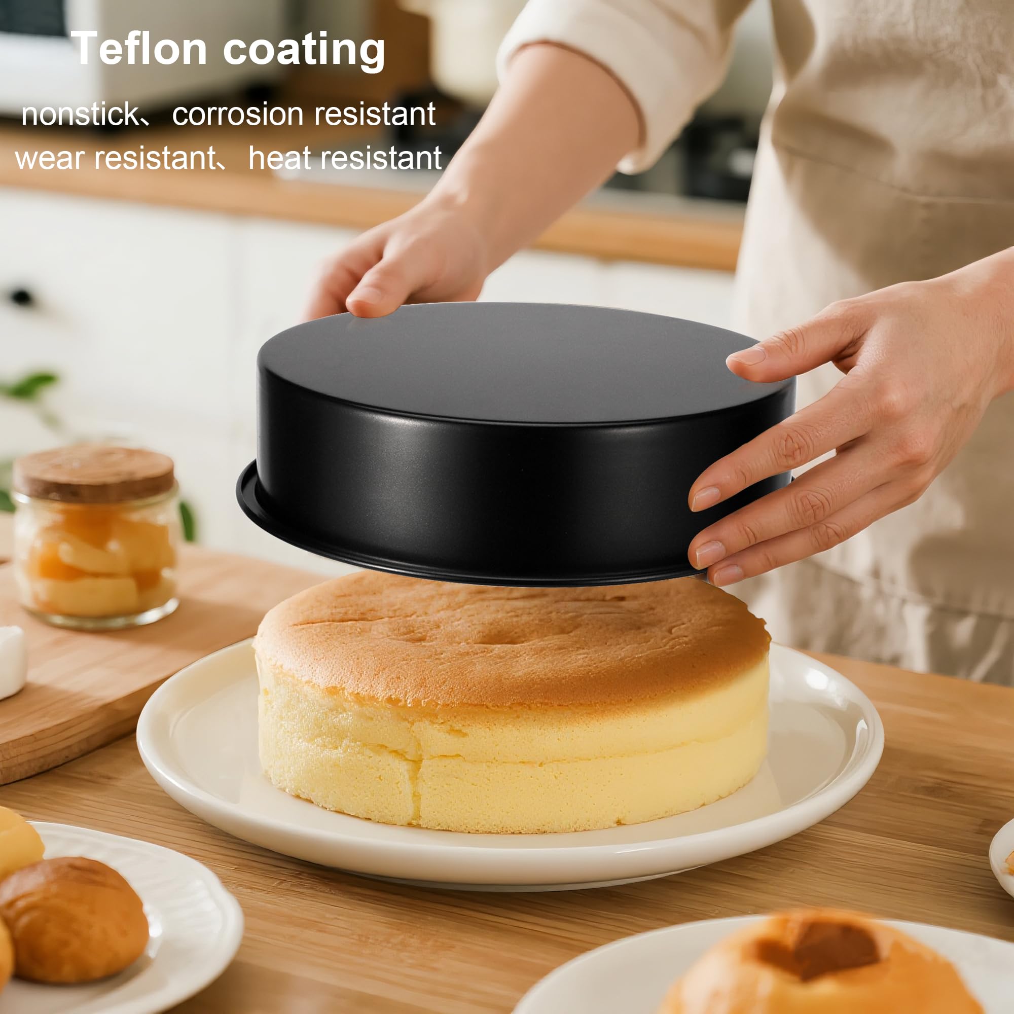 AWTBDP 8 Inch Cake Pan Set of 3, Nonstick Baking Pans Set with 100PCS Pre-Cut Parchment Paper for Layer Cakes, Durable Round Cake Pans Sets for Baking for Birthday Christmas, Dishwasher Safe
