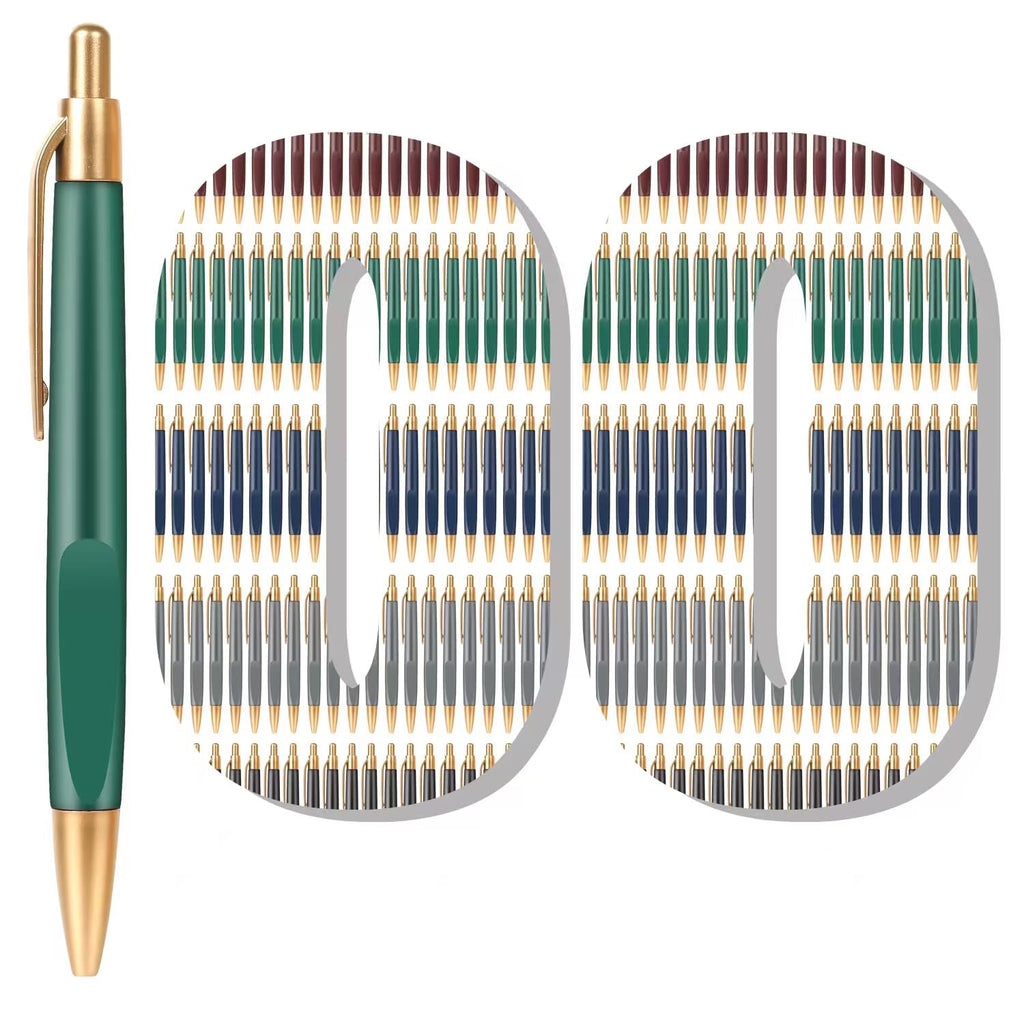 Aozora 100 Pack Retractable Ballpoint Pens, Black Ink, Medium Point 1.0 mm, No Bleed, Smooth Writing, Click Pens, Box of Pens