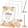 Acrylic Sign Holder 8.5x11, Clear Table Display Stand With Wooden Base, L Shape Slant Back Design Acrylic Frame Plastic Paper Menu Holder Detachable Base Flyer Holder for Office Store Home-3Pack