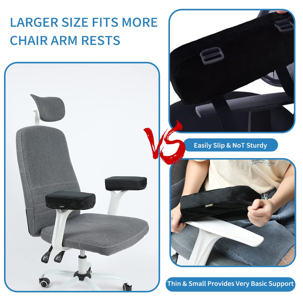Ergonomic Office Chair Armrest Pads，New Upgrade Does Not Collapse Memory Foam，Ease Elbow & Arm Pressure,Suitable for Office Chair and Game Chair Armrest Cushion Pillow(2 Piece Set)