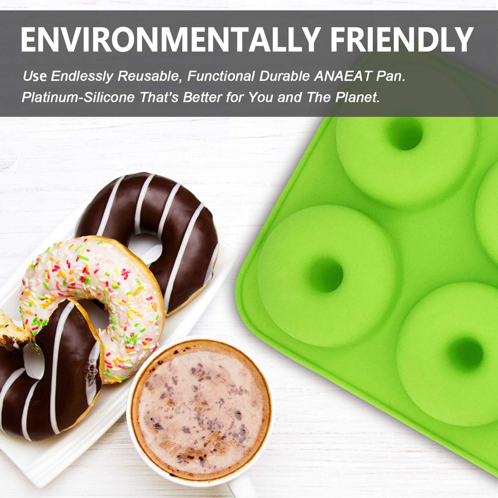 Anaeat 3 Pack Donut Pan Silicone Baking Mold, Just Pop Out! Non-Stick Doughnuts Baking Pans for 6 Full-Size Donuts, Muffins, Cake Biscuit Bagels - Easy Clean, Oven, Dishwasher Safe(Multicolor)