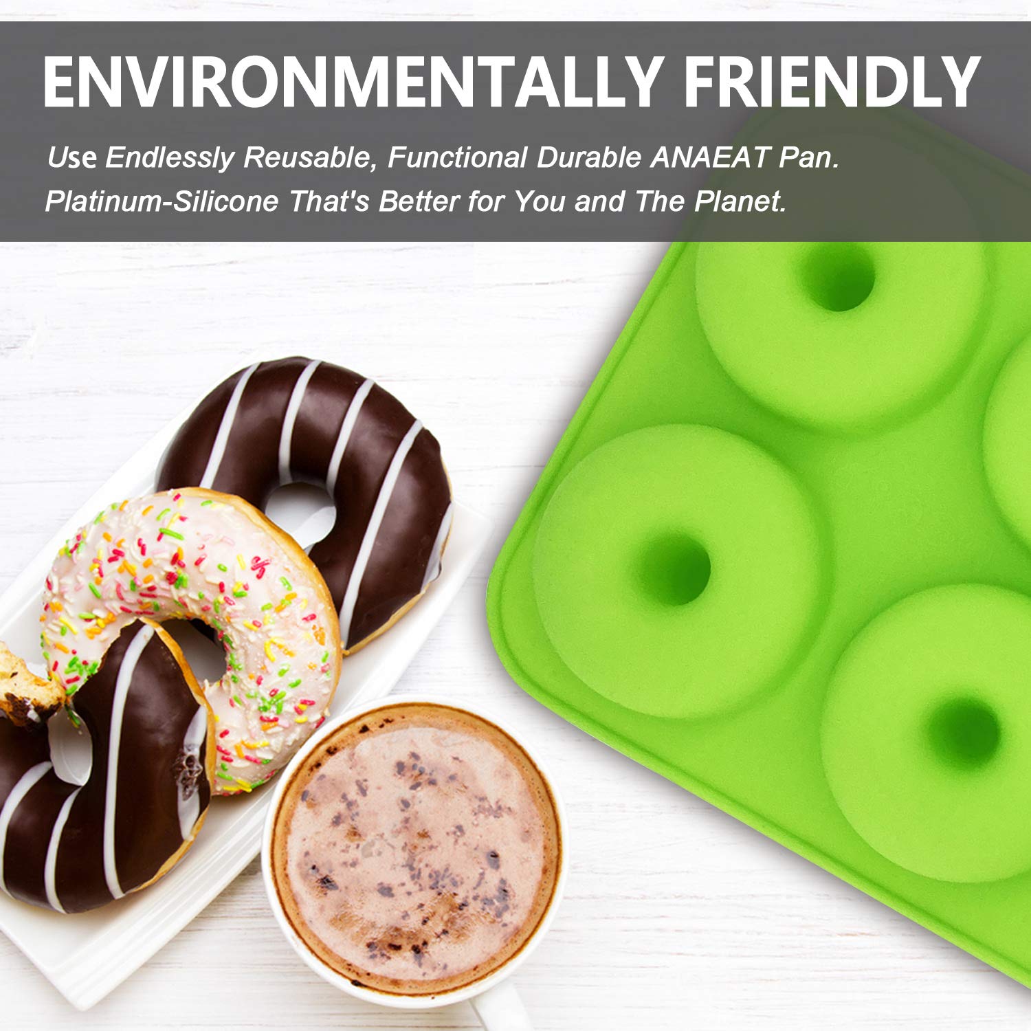 Anaeat 3 Pack Donut Pan Silicone Baking Mold, Just Pop Out! Non-Stick Doughnuts Baking Pans for 6 Full-Size Donuts, Muffins, Cake Biscuit Bagels - Easy Clean, Oven, Dishwasher Safe(Multicolor)