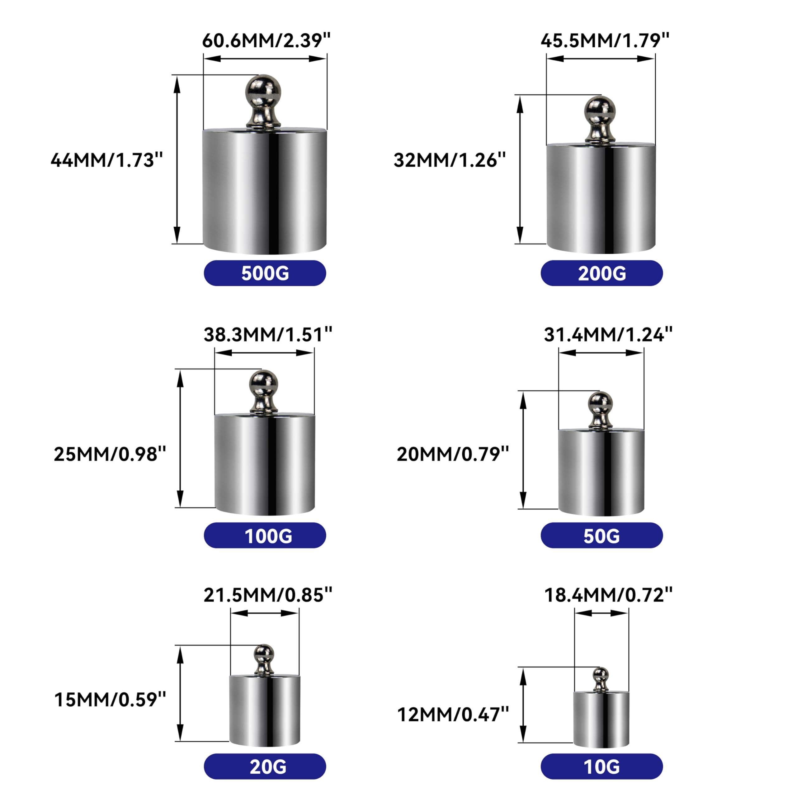HFS(R) Calibration Weight Set 1000g with Case and Tweezers for Digital Scale, Gram Scale-M2 Class 8pcs 10g,20g,20g,50g,100g,100g,200g,500g