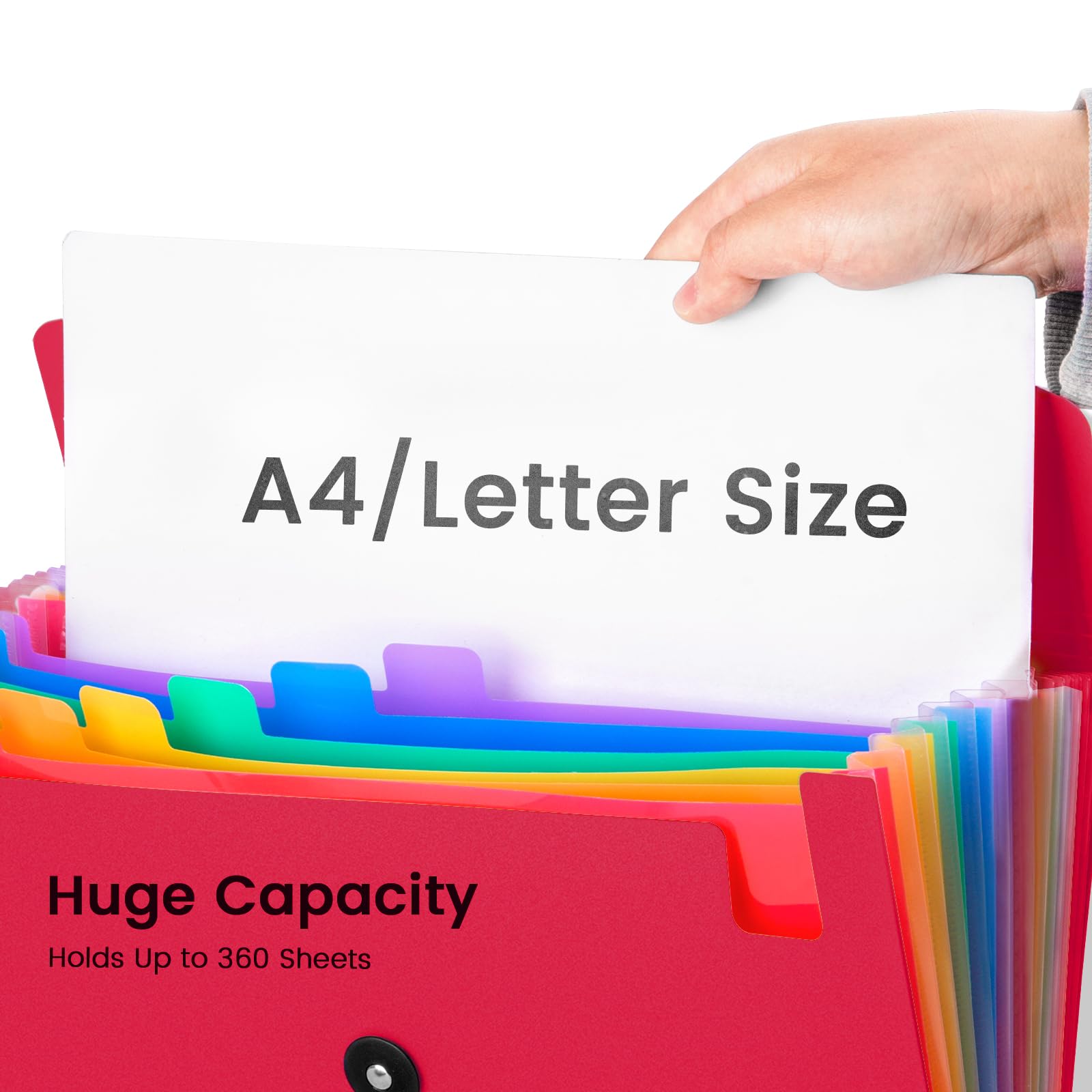 3 Pack Accordion File Organizer with Elastic Closure, 13 Pocket Expanding File Folder for Letter Size A4 Papers, Ideal for Home, Office Supplies, College Essentials