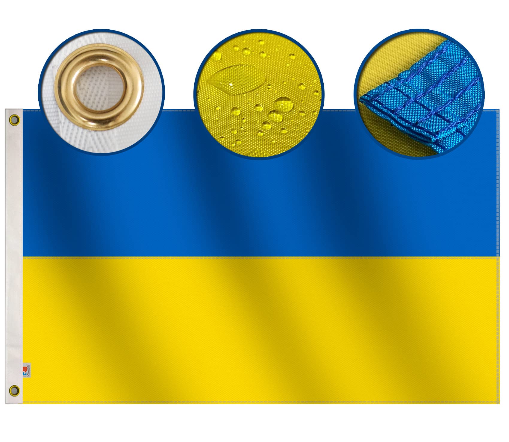 Double Sided Mini Ukraine Flag 2x3 Ft Small, Lasting Oxford Nylon 210D | Quadruple Stitched Fly Ends|Premium Ukrainian National Flags House Decoration Banner
