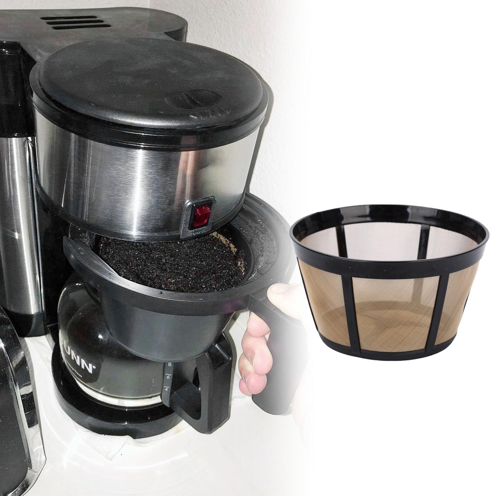 2 Pack Reusable Coffee Filters Replacement for Bunn 8 10 12 Cup Coffee Maker, Compatible with Brewer Series BX, BTX, GRX, NHB, NHS, ST, HG & H
