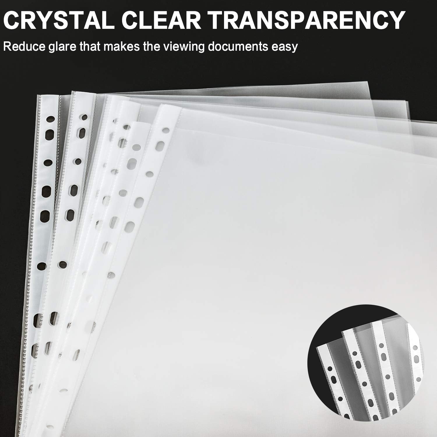 Sheet Protectors, PANDRI 500 Pack Clear Heavy Duty Plastic Page Protectors Sheet Reinforced 11-Hole Fit for 3 Ring Binder Fits Standard 8.5 x 11 Paper, 9.25 x 11.25 Top Loaded, Acid Free