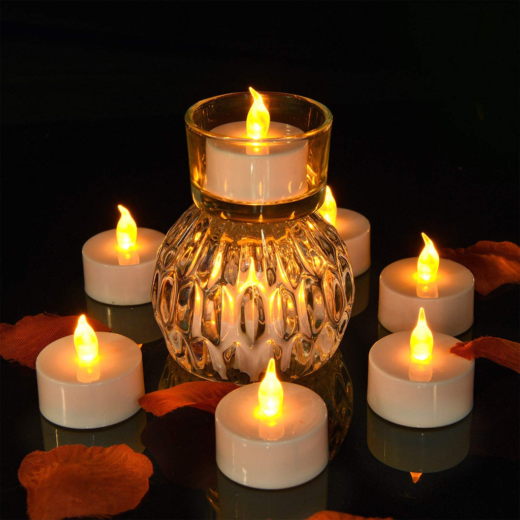 Pandaing Battery Operated Flameless Tealight Candles [40 Pack, Batteries Included], Realistic Tea Lights Candles, Flickering Bright Tealights