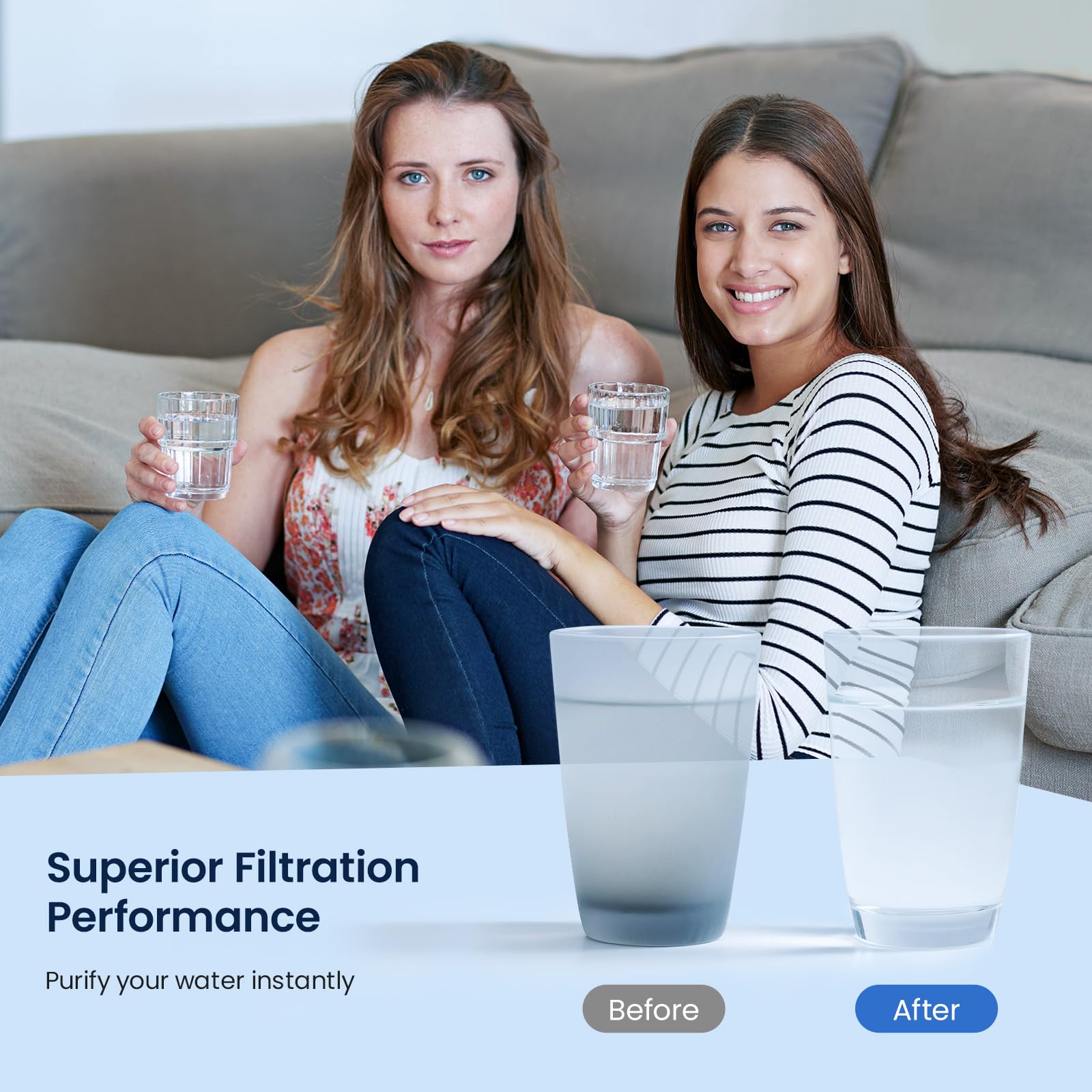 GLACIER FRESH Water Filter LT1000PC Compatible with LG LT1000P, LT1000P/PC/PCS, LT-1000PC, MDJ64844601, 9980 Water Filter, and LT120F, ADQ73214404 Air Filter Combo, 3 Pack