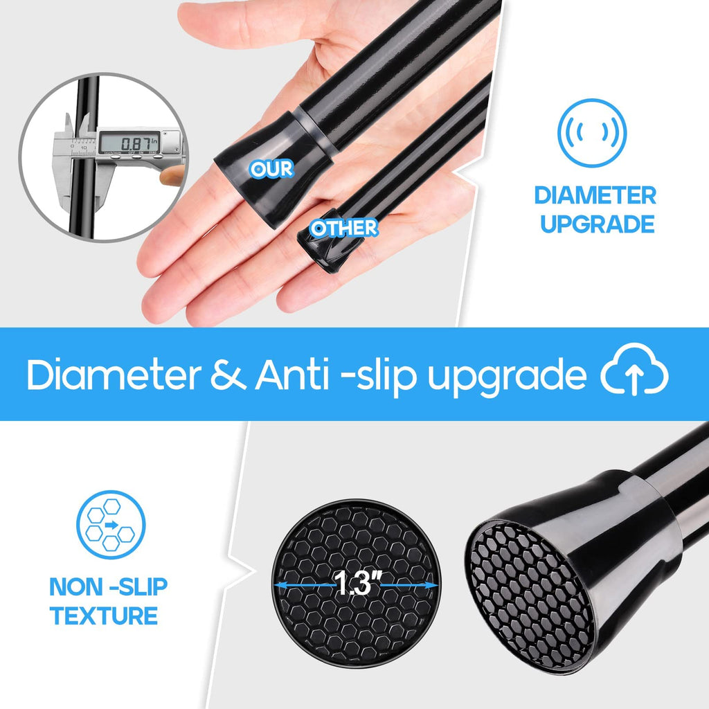 ZipGlo Tension Curtain Rod Adjustable Curtain Rod 28 to 48 Inch, Black Tension Rod Spring Curtain Tension Rod, Curtain Rod No Drill for Bathroom, Windows