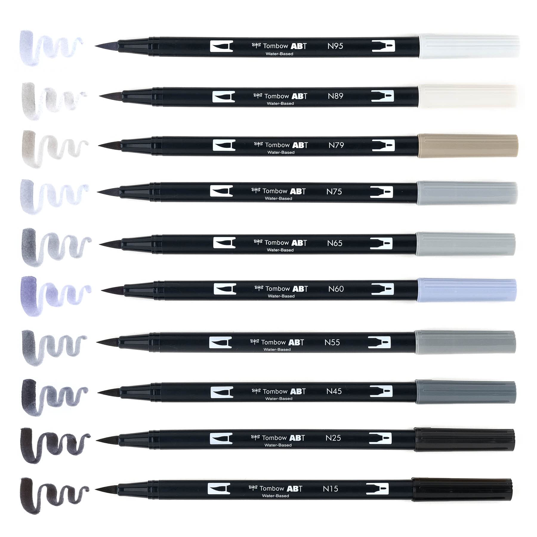 Tombow Dual Brush Pen Set, 10-Pack, Grey Scale Colors (56171)