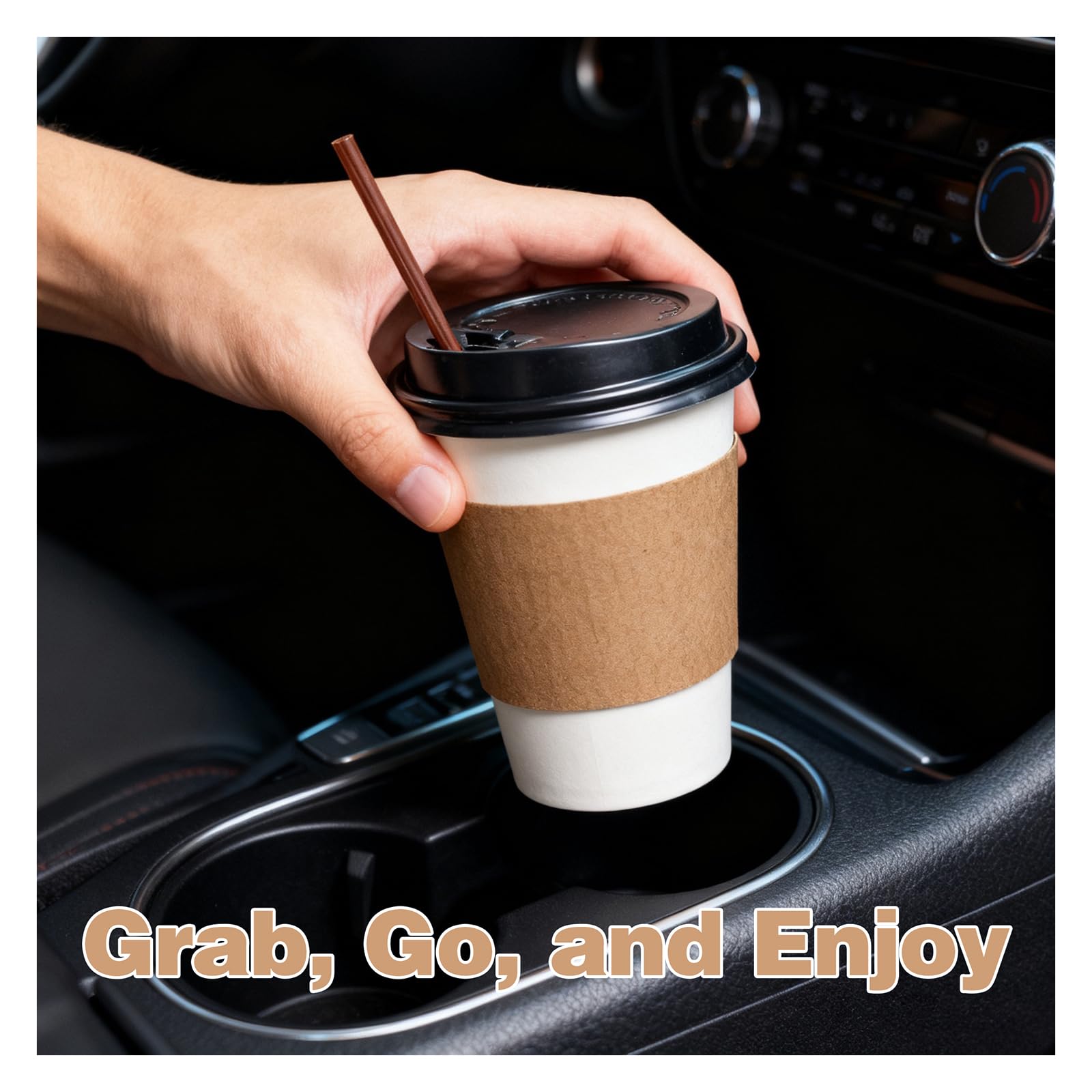 KAWALLO Disposable Paper Coffee Cups Set, 12oz, 100 Pack, White, for Hot and Cold Beverages (KAWALLO Disposable Paper Coffee Cups Set, 12oz with Lids, Sleeves, Stirrers, 100 Pack, White)
