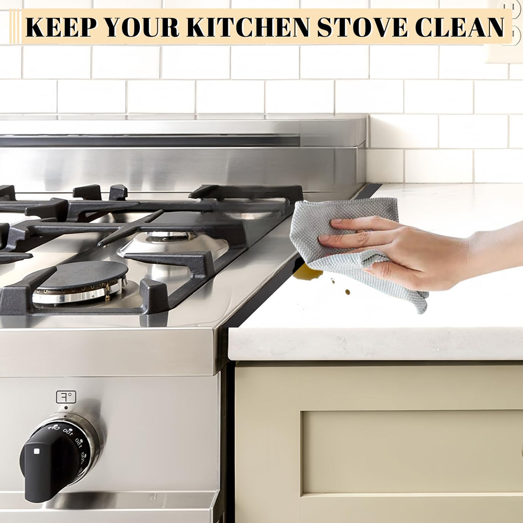 IFORYONLIFE 2pcs Kitchen Stove Counter Gap Covers Stainless Steel Adjustable 13.8-27.5 Inch Stove Side Gap Covers for for Gaps Within 0.8 Inch Width (Black)