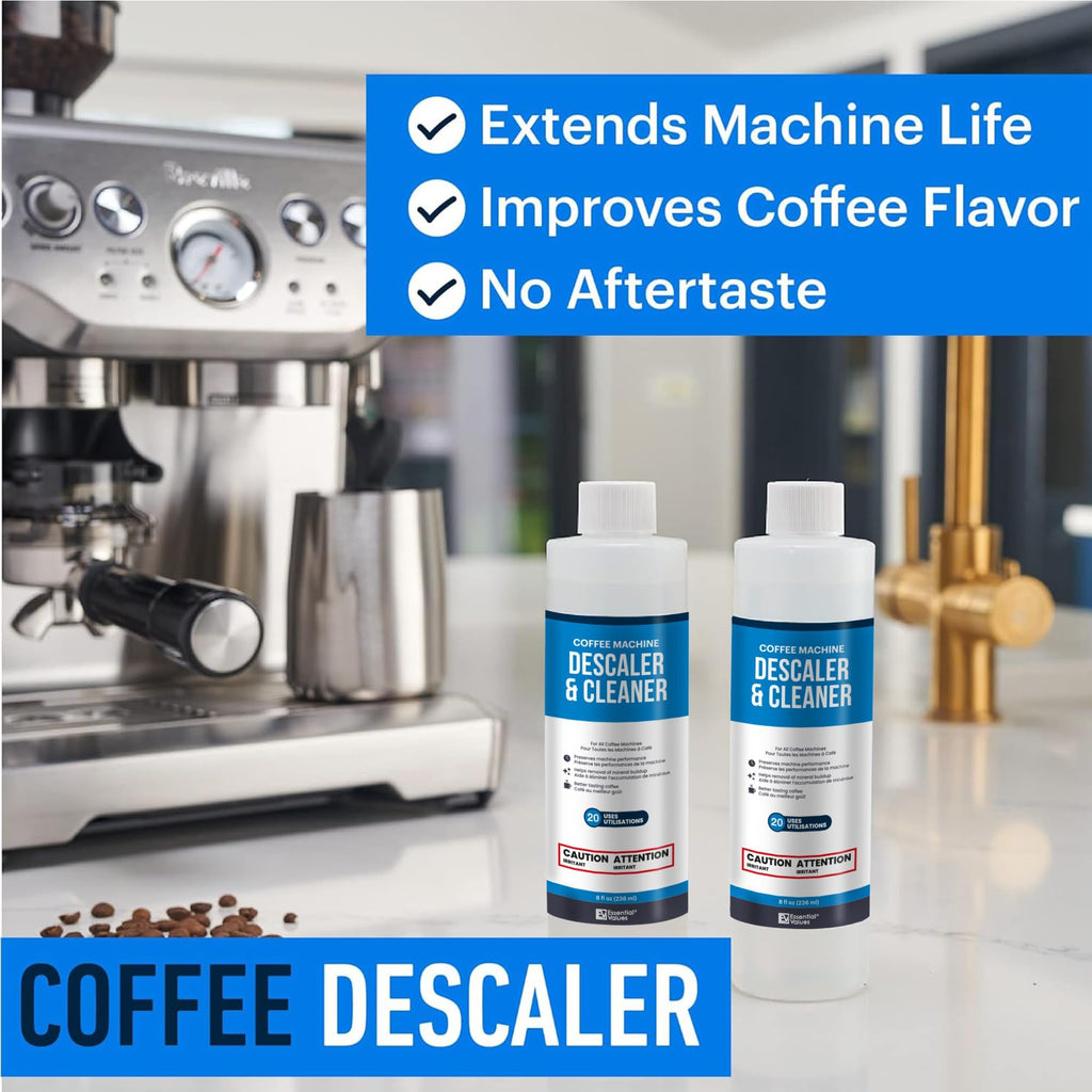 Essential Values Universal Descaling Solution for Keurig Breville Nespresso & Delonghi (4 Uses) | Coffee Machine Descaler Cleaner | Liquid To Descale Automatic Coffee Makers & Espresso Machines