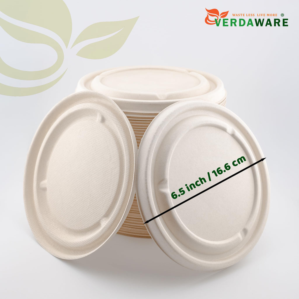 Compostable Pulp Lids for 20 oz & 25 oz Bagasse Bowls – Biodegradable Sugarcane Fiber | Eco-Friendly, PFAS-Free, Heavy-Duty Disposable Food Container Lids for Hot & Cold Takeout