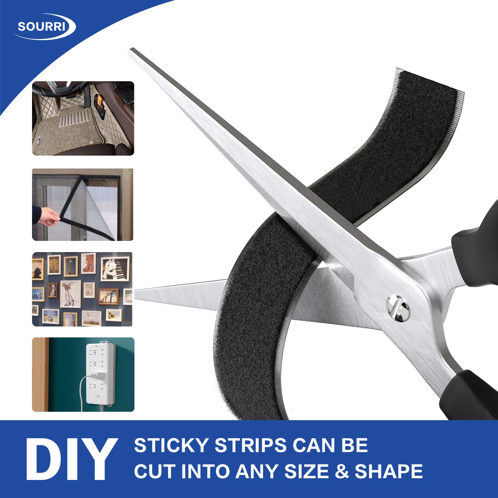 3/4 Inch x 26 Feet Hook and Loop Tape Sticky Back Fastener Roll, Nylon Self Adhesive Heavy Duty Strips Fastener for Home Office School Car and Crafting Organization