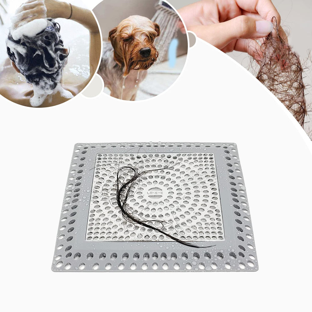 LEKEYE Shower Drain Hair Catcher | Drain Strainer | Shower Drain Cover Stainless Steel and Silicone