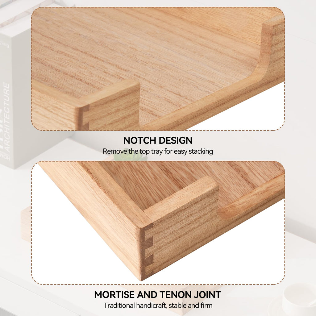 KIRIGEN Wood Letter Tray, Single-Tier Front-Load Desktop Paper Organizer, Wooden Document Tray for Letter and A4 Paper, File Folder, Mail, Home Office Desk, 13.77 x 10.62 x 2.16 Inch, TP-NA