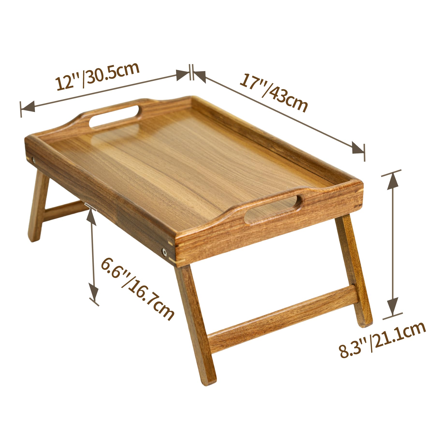Utoplike Acacia Bed Table Tray for Food Serving, Breakfast Trays for Eating in Bed, Wooden Foldable Serving Table for Sofa