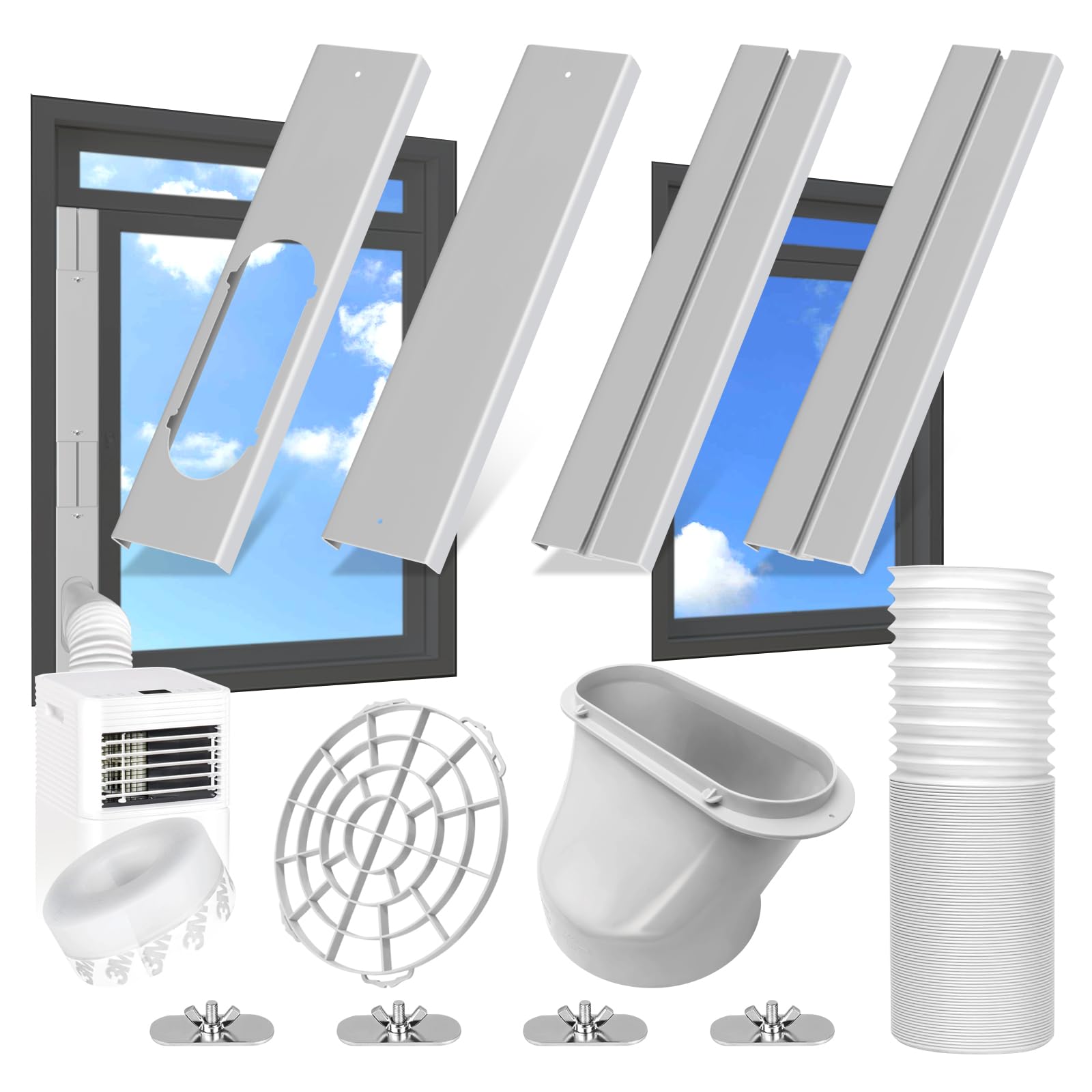 Upgrade Portable Air Conditioner Window Kit with 5.9Inch Exhaust Hose,Portable Air Conditioner Window Vent kit, portable AC Exhaust Hose Kit, Portable AC Window Vent Kit