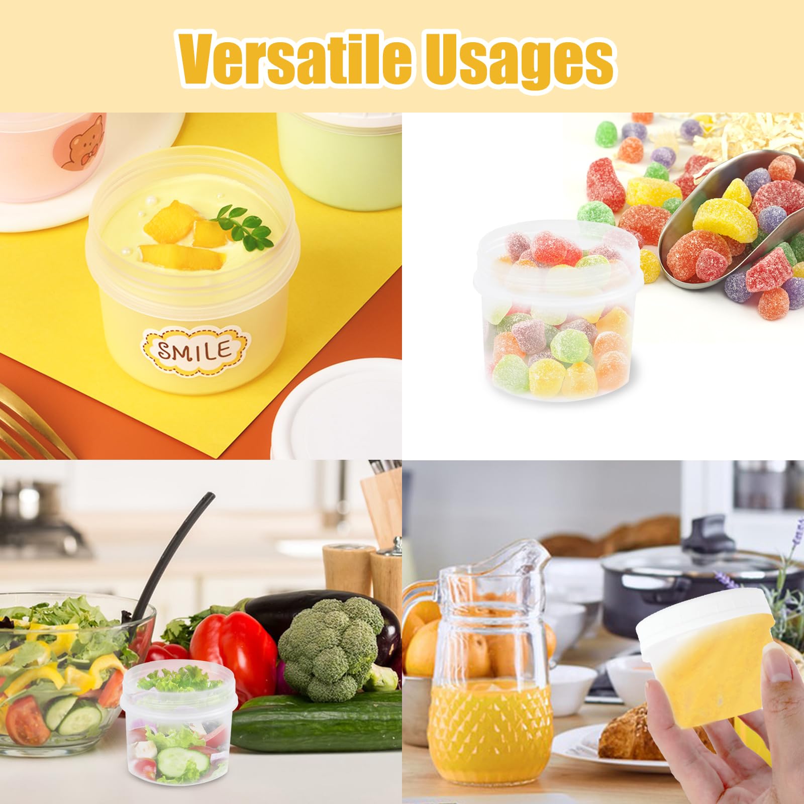 RUITENG 36 Pack Food Containers with Screw Lids, 5 oz Plastic Food Storage Containers for Small Deli Sauce Fruit Jars, Small Reusable Ice Cream Containers with Lids for Food Meal Prep Snack