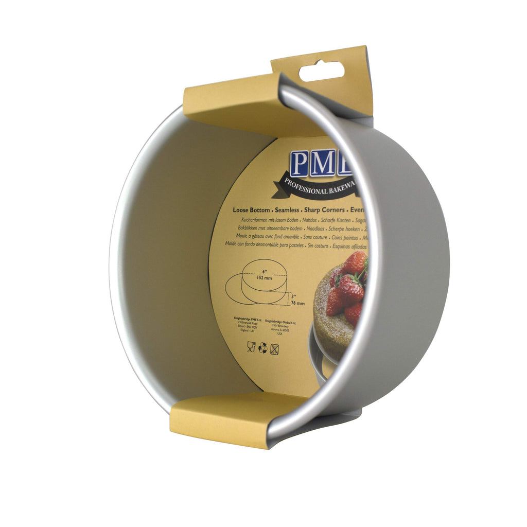 PME LBR063 Professional Aluminum Cake Pan with Removable Bottom (6" x 3"), Standard, Silver