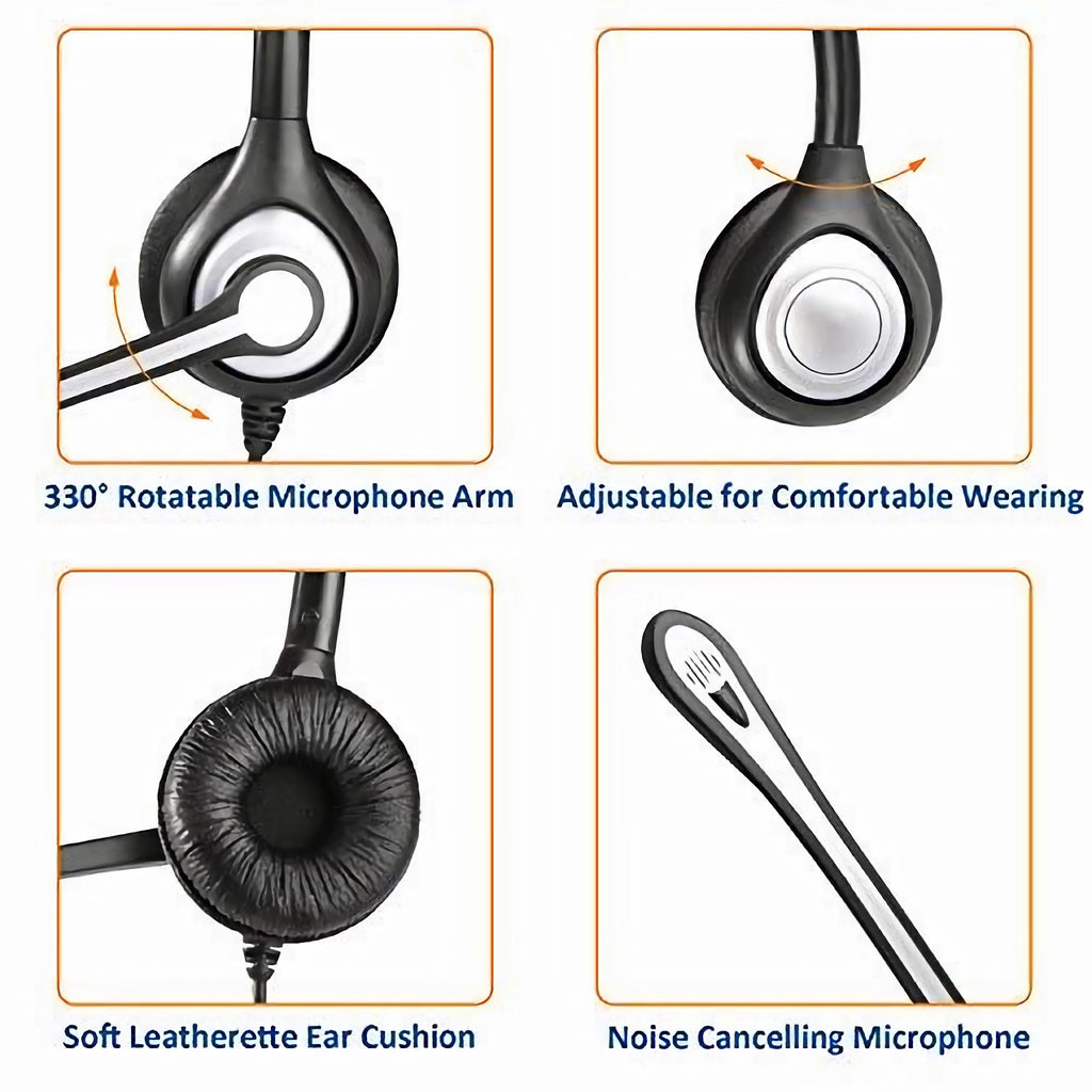 Wantek Cisco Phone Headset with Microphone Noise Cancelling, RJ9 Telephone Headsets Compatible with Cisco Office Phones 7940 7942 7945 7960 7962 7965 7811 7821 8811 8841 8845 8851 Plantronics M12 M22