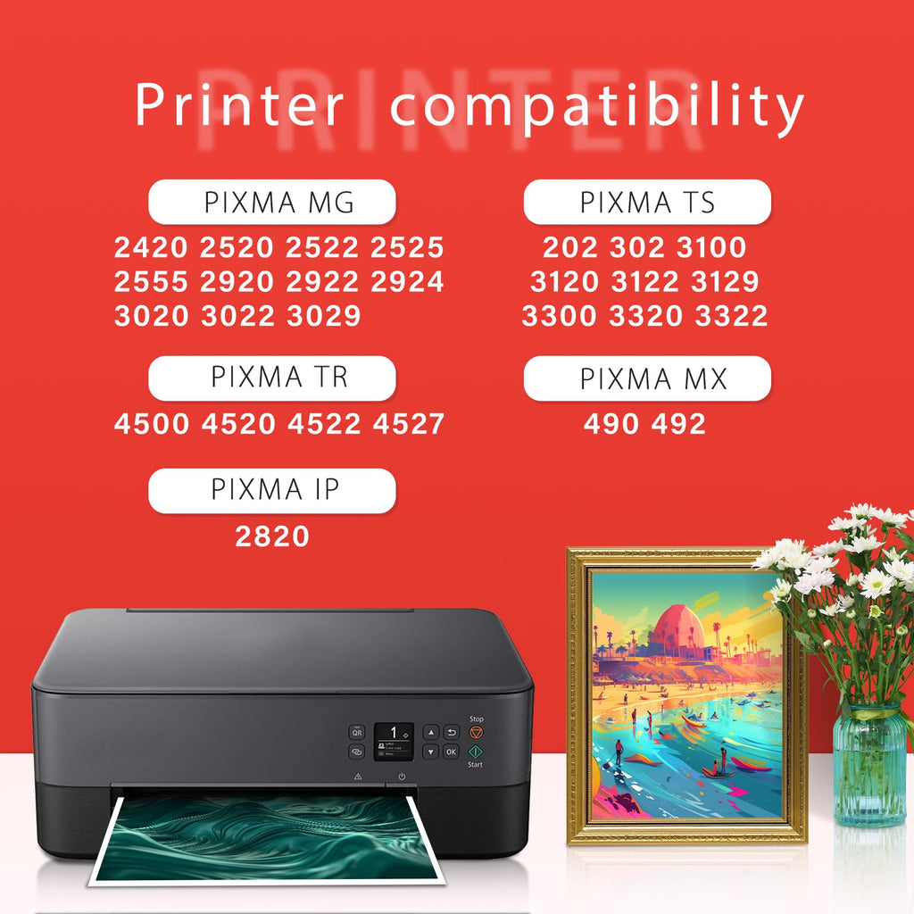 HOTCOLOR PG-243 Black Ink Cartridges Replacement for Canon 243 Black Ink for Canon MG2522 TR4520 MX492 TS202 TS3322 TR4500 TS3122 MG2500 TR4522 MX490