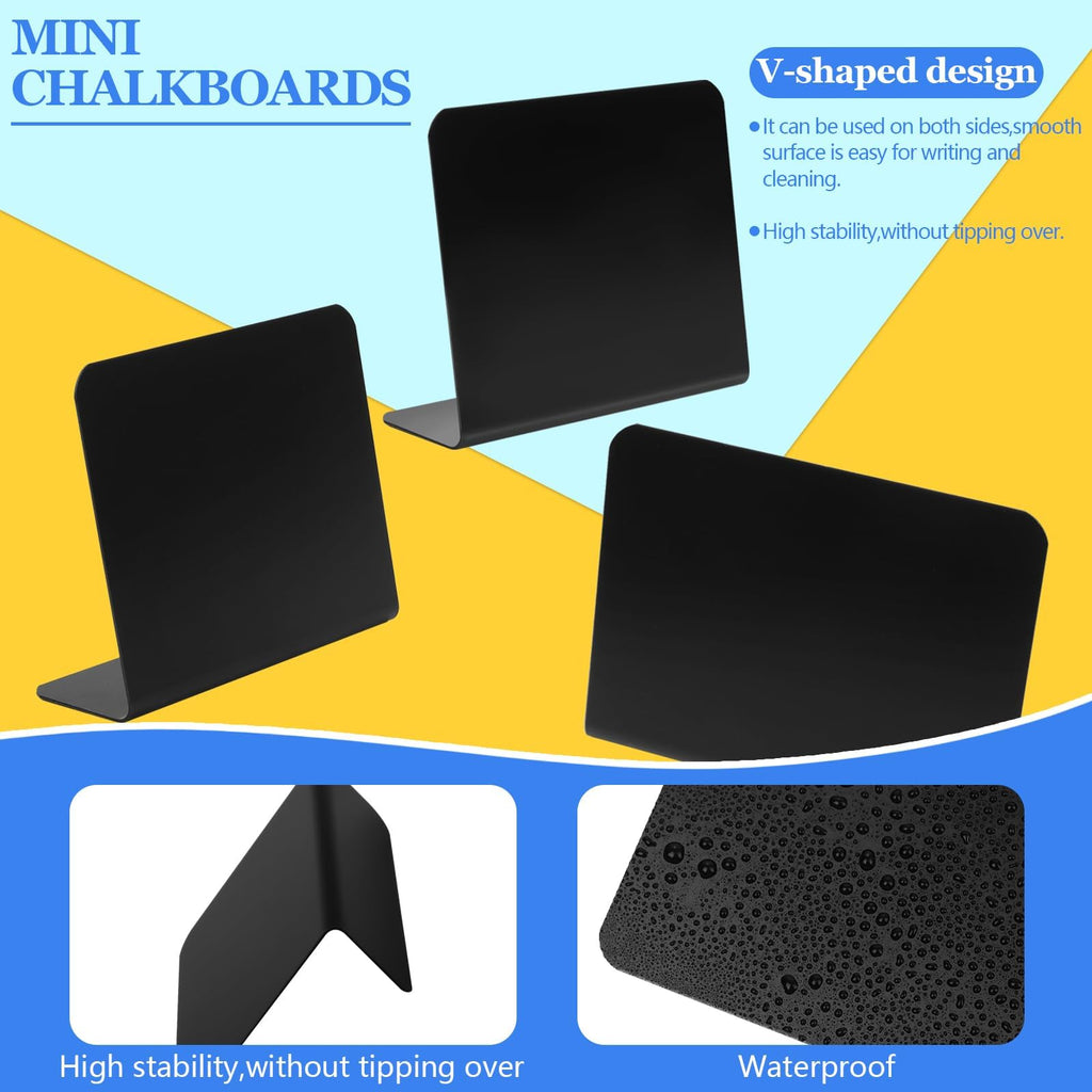 PIAOPIAONIU 36 Pcs 3x4 Inch Small Chalkboards Sign Rectangle L-Shaped Mini Chalk Board Reusable Tabletop Message Black Food Labels for Carnival Wedding Party Buffet Shop