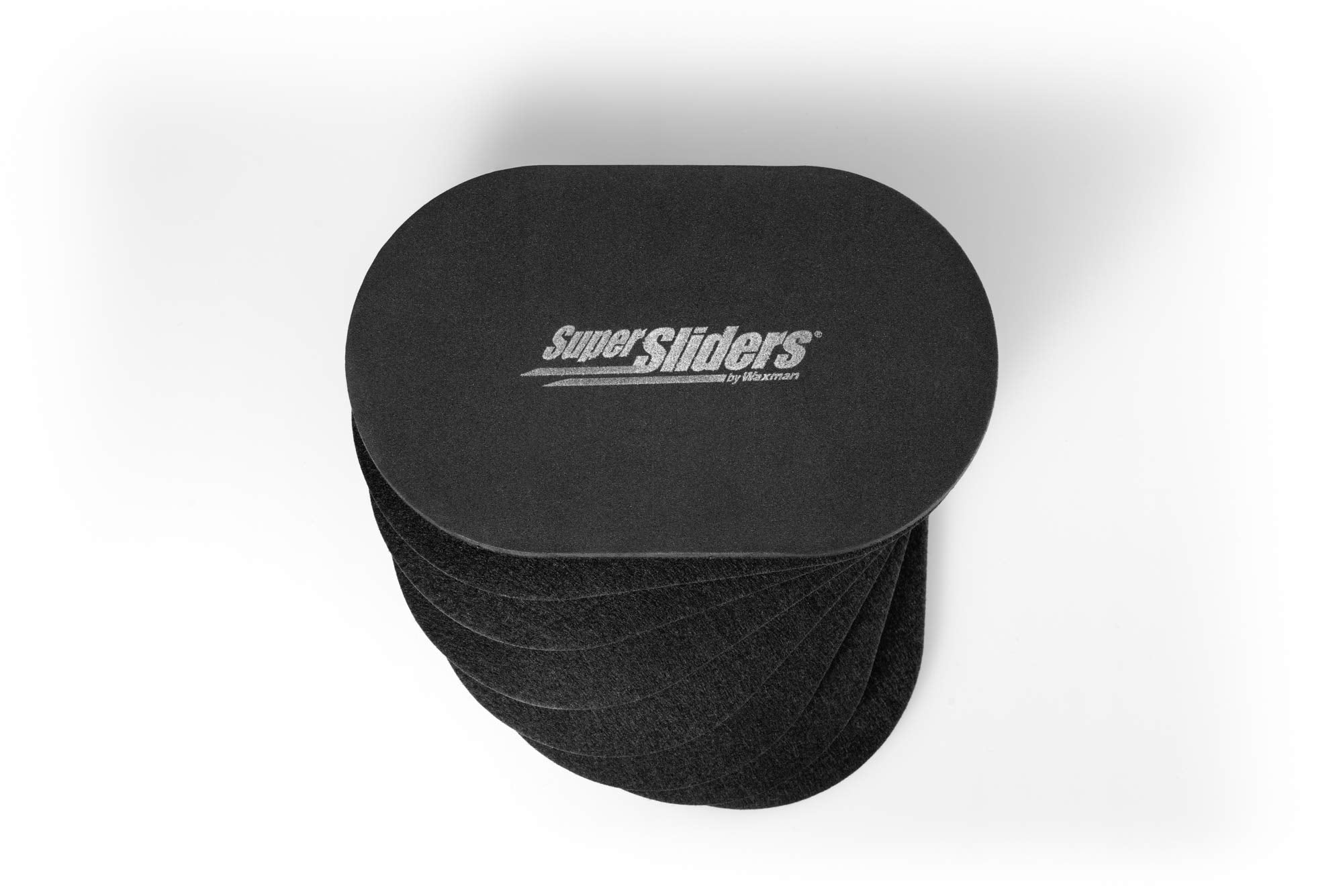 Super Sliders 5 3/4" x 9 1/2" Oval Reusable Furniture for Hard Surfaces - Effortless Moving and Surface Protection, Black (4 Pack)