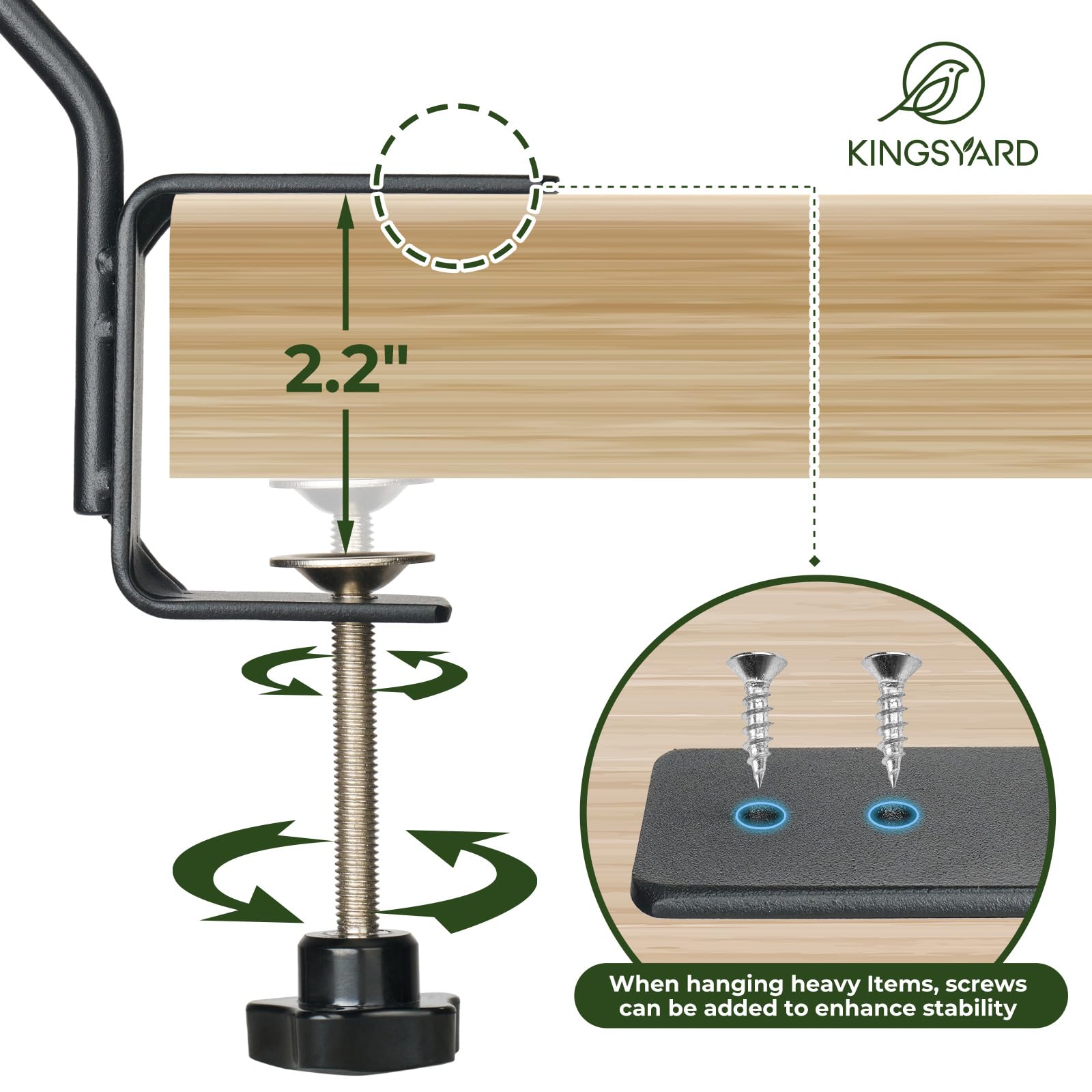 Kingsyard Heavy Duty Deck Hook - 10 inch Metal Deck Railing Hooks for Hanging Bird Feeders, Planters, Suet Baskets, Lanterns, Wind Chimes