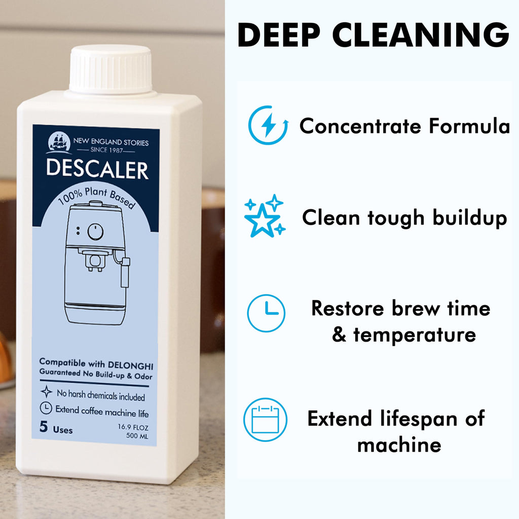 10 Uses Descaling Solution Compatible with DeLonghi, Specially Designed for Delonghi Coffee Machines and Maker - 33.8oz Espresso Coffee Maker Cleaner, Coffee Pot Cleaning Limescale Remover