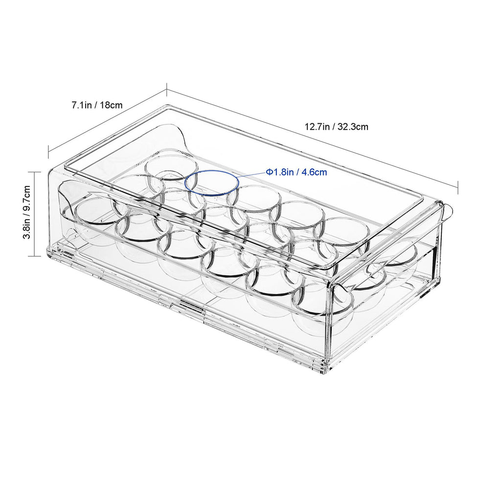 Egg Container for Refrigerator BPA Free Refrigerator Organizer Bins,Stackable Egg Holder for Refrigerator,18 Egg Tray,Clear