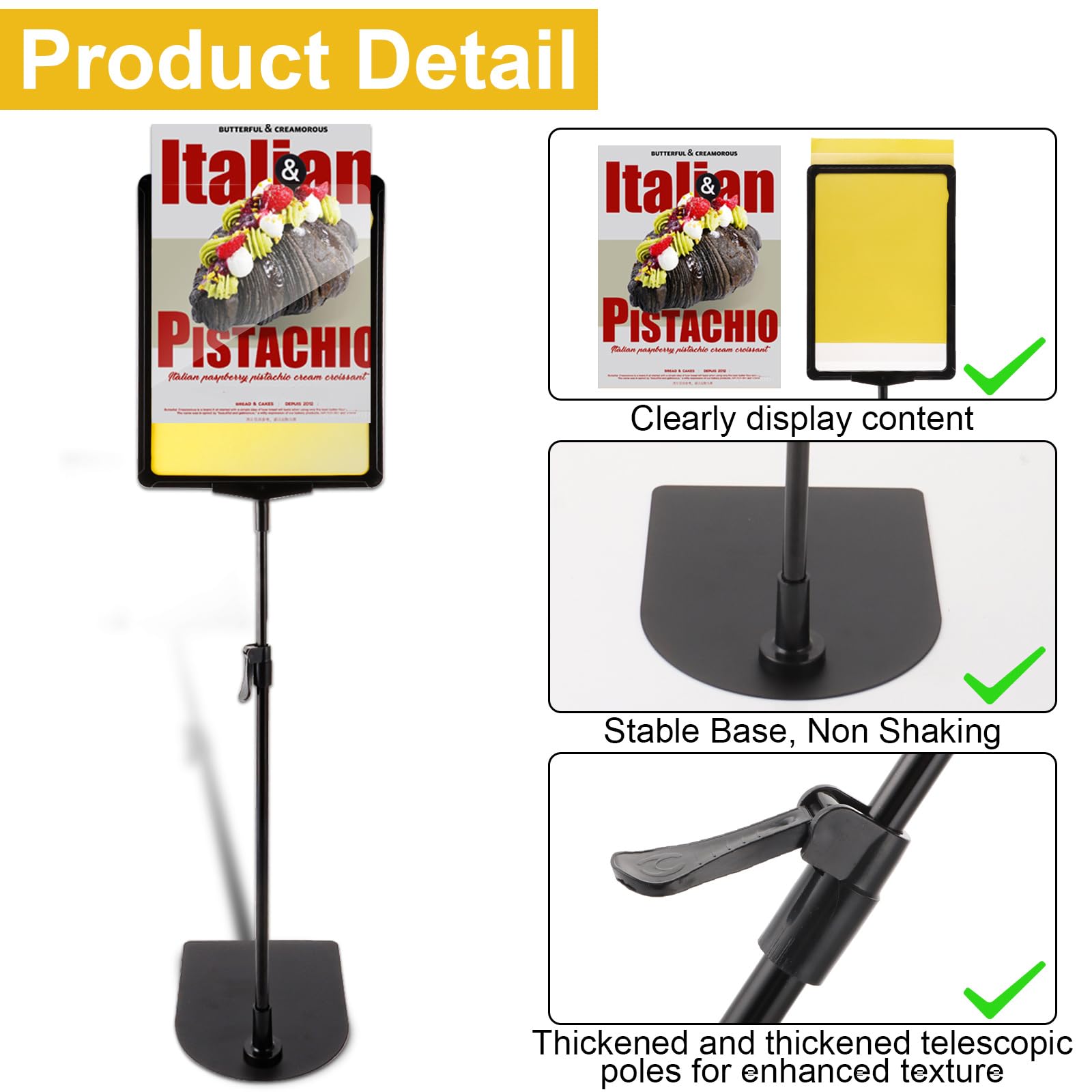 JMIATRY 4 Packs Sign Stand Sign Holder 8.5 x 11 Inch Poster Sign Stand 360° Rotation Banner Stand Floor Standing Welcome Sign Stand for Commerical Directional Use, Vertical and Horizontal View