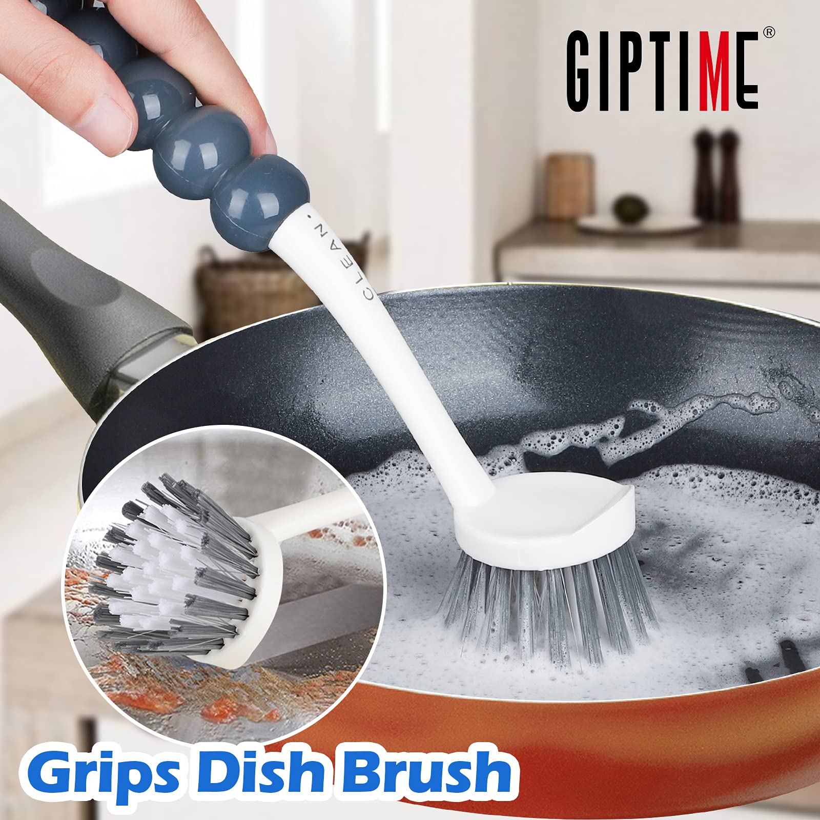 GIPTIME Brush for Cleaning, 4PCS Cleaning Brushes Includes Kitchen Cleaning Brush, Scrub Brush Comfort Grip, Clean Brush for Bathroom, Shoe Brush Track Groove Gap Cleaning Brushs Tool