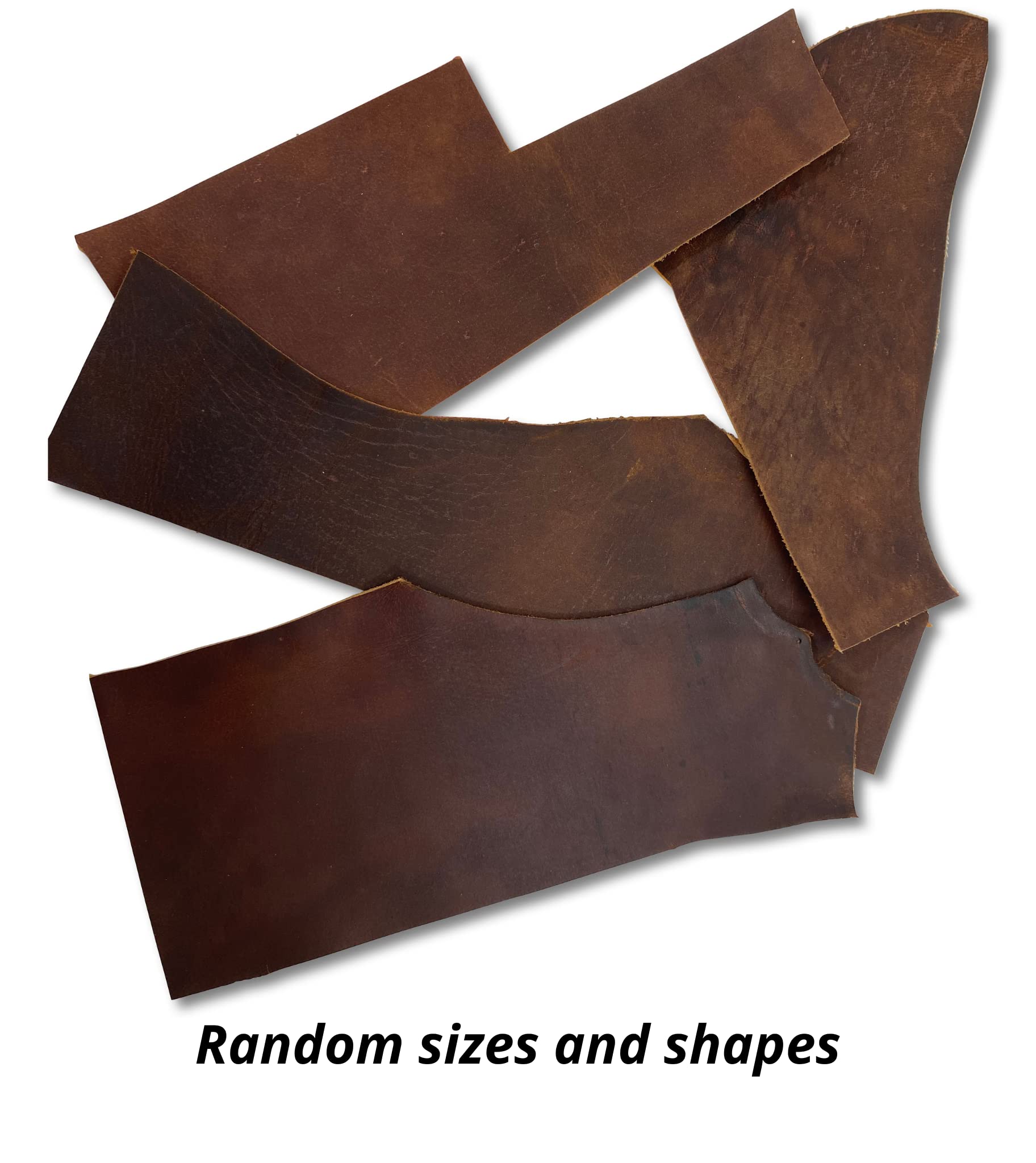 Wanderings Leather Scraps for Leatherworking– 3lbs Mixed Sizes Shapes with 36" Cord - Full Grain Buffalo Leather Remnants from Journal Making - Great for Jewelry Wallets Cricut Arts Crafts